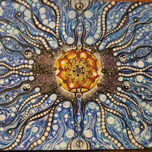 Hand painted Galactic Octopus Mandala